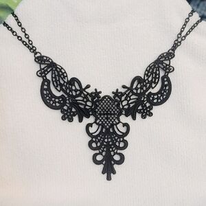 Matte Black Filigree Necklace